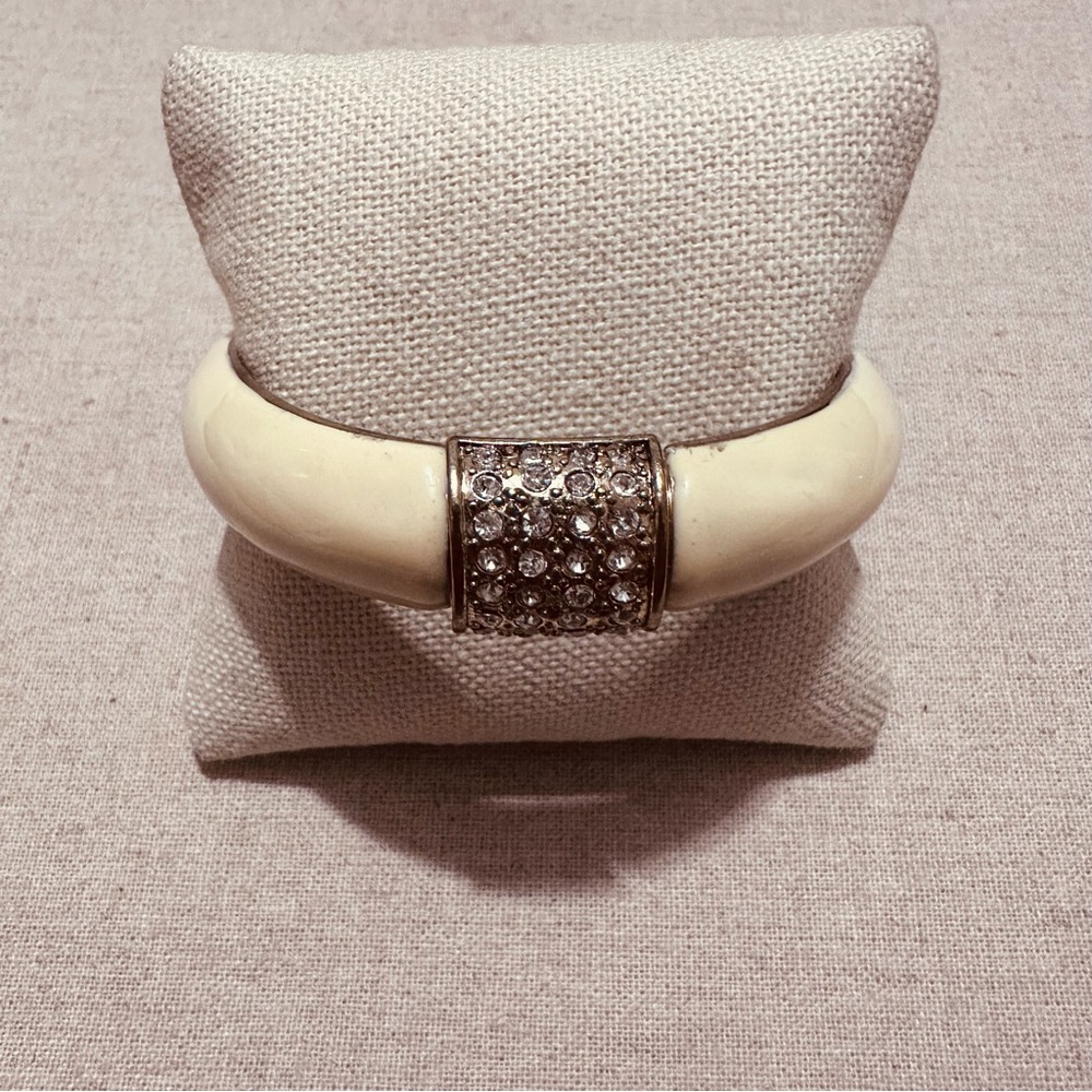 Nordstrom | Bangle | Ivory Enamel Bracelet with Crystal Stones